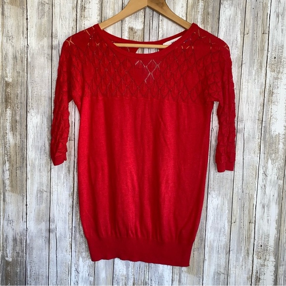 Anthropologie Sparrow Red Open Top Sweater - Picture 1 of 5